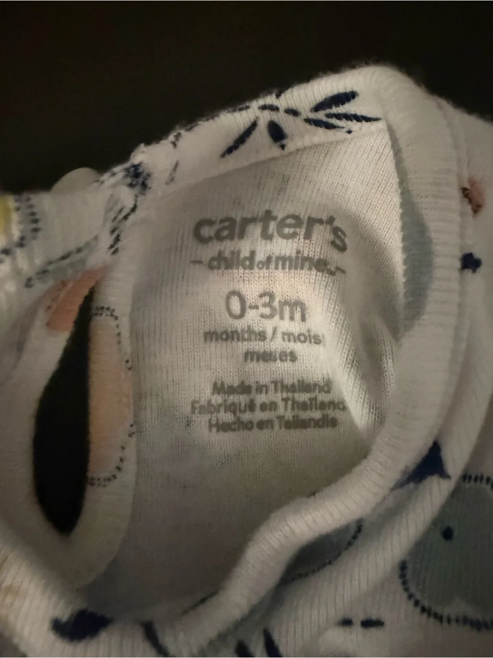 Carter's White Baby Dress with Navy, Yellow, Peach and Light Blue Floral Print